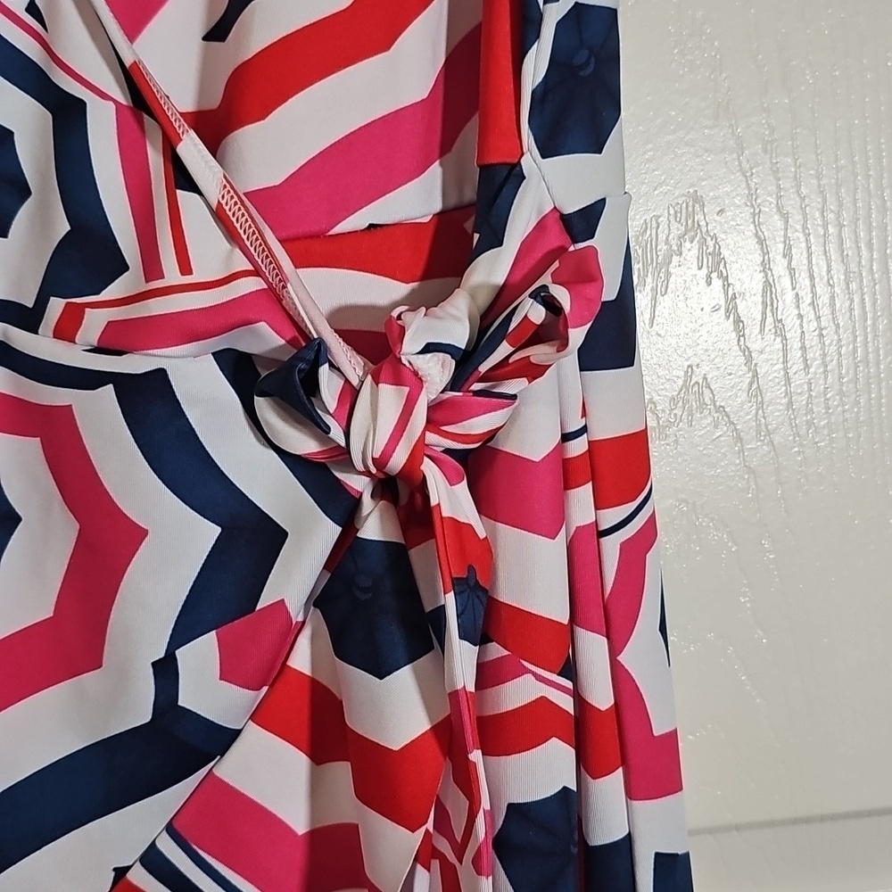 Land’s End Ruffle Hem Swim Cover Up Umbrella Wrap Dress Size S Adjustable Waist - Picture 3 of 10
